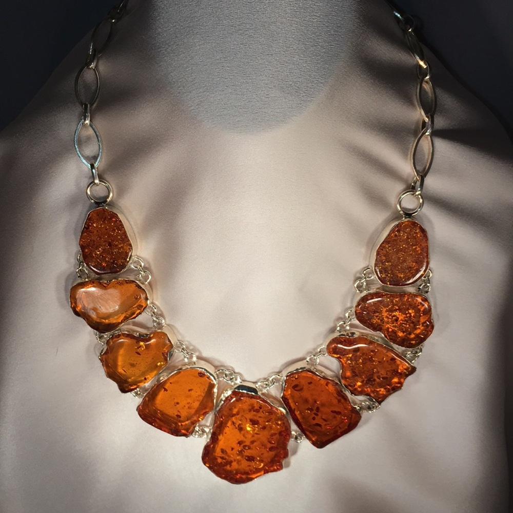 Genuine Baltic Amber & .925 Silver necklace.